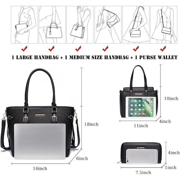 Versatile 3PCS Tote Bag and Wallet Set: Stylish Handbags for Every Occasion - Picture 6 of 6